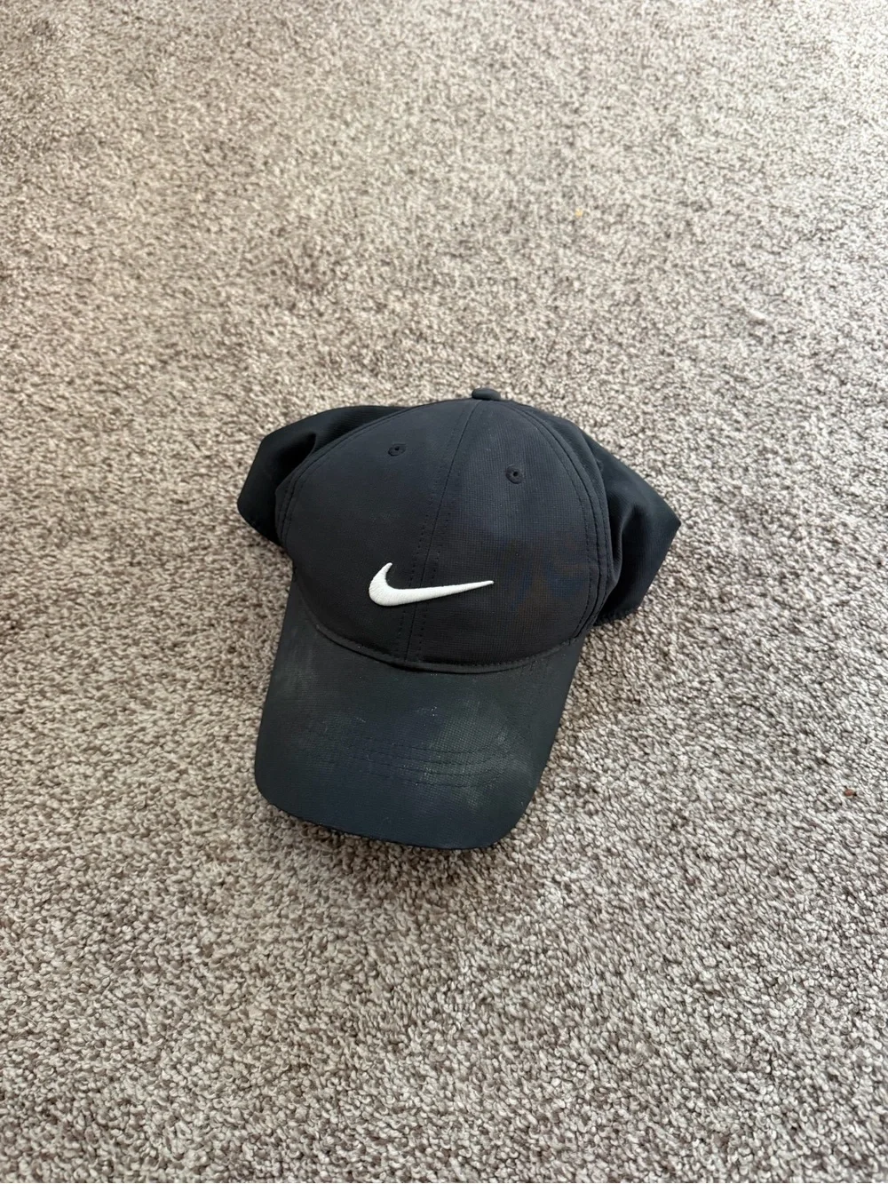 Nike Black Baseball Cap with White Swoosh Logo